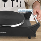 Techwood ES-3203 Hot Plate Electric Double Burner 1800W for Cooking with Adjustable Temperature & Stay Cool Handles, Black Stainless Steel, Compatible for All Cookwares
