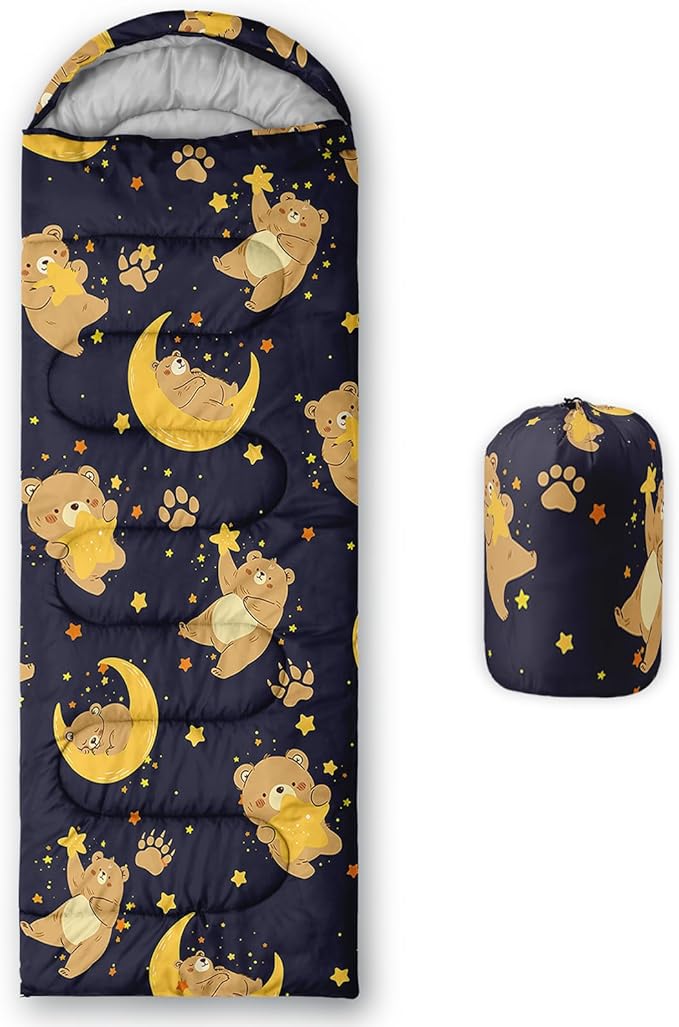 AILONEN Kawaii Panda Sleeping Bags,Lightweight & Waterproof,3 Season Warm & Cool Weather,Dreamy Purple Flower Animal Themed Sleeping Bags for Boys,Girls,Kids,Adults Travelling,Outdoors