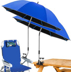 Beach Umbrella,2PACK 48.7inch Chair Umbrella with Clamp adjustable 360°,UV Protection Large Camping Chair Umbrellas for Camping chair, Glof Cart,Table（Chair,Table not include）