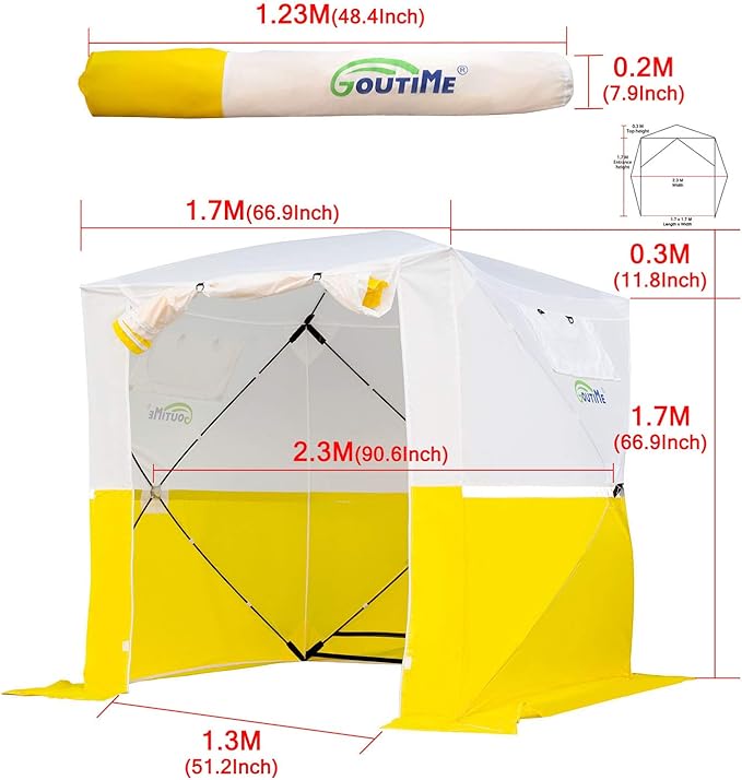 Goutime Professional Work Tent,Instant Pop-Up Canopy Tent 2x2m, Heavy-Duty Portable Shelter for Construction Site, Outdoor Workshop, Warehouse & Camping