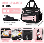 INSMEER Soft Cooler Bag with Hard Shell & 4 Cup Holders, 55 Cans 40L Collapsible Soft Sided Cooler, 100% Leakproof Insulated Cooler Bag Portable for Beach Travel Camping Picnic