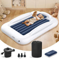 Inflatable Toddler Travel Bed - Portable Toddler Kids Travel Bed with Safety Sides Complete Kids Air Mattress Set with High-Speed Pump, Ideal for Vacation Camping and Sleepover (60 Inches)