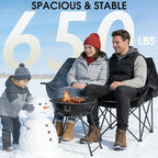 Heated Double Camping Chair Heated Camping Chair 4 Heating Zones Heated Chair Outdoor Sport Heated Folding Chair for Adults (Battery Not Included)