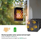 Solar Lanterns-Sunklly Hanging Solar Lights Color Changing & Fixed 9 Modes Waterproof Hanging Lanterns Outdoor Lights Flickering Flame Camping Lanterns Decoration for Garden Patio Pathway(2 Pack)