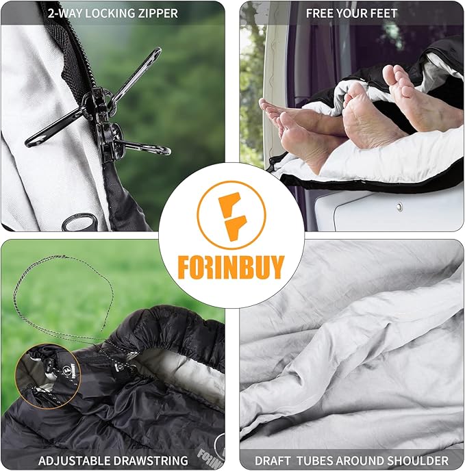 Double Sleeping Bag for Adults Cold Weather Queen Size 2 Person Waterproof Sleeping Bag, Perfect for Couples Family Camping or RV Traveling & Bedding