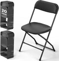 Folding Chairs 20 Pack, Plastic Folding Chairs for Outside, Heavy Duty Foldable Chairs, Sturdy Metal Folding Chairs, 350 lbs Capacity, for Patio, Garden, Camping, Black