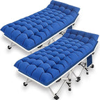 2 Pack Camping Cot for Adults Sleeping Cot with Mattress Comfortable Cots for Sleeping Camping Bed Double Layer Oxford Easy to Set Up Heavy Duty Folding Cot with Carry Bag for Home Outdoor Travel