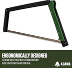 AGAWA - BOREAL24-24 Inch Folding Saw with All-Purpose Saw Blade - Camping Gear For Hiking, Fishing, Hunting, Bushcraft & Survival Kit (Black Frame/Green Handle)
