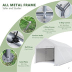 Carport 10x20 Ft Heavy Duty Canopy Steel Canopy Storage Shed,Portable Party Tent,Portable Garage with Removable Sidewalls & Doors All-Season Tarp for Carport Floor Fixing (White)