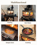 TOMOUNT Hot Tent Stove,Wood Stove with Frame Base,with 7 Chimney Pipes,304 Stainless Steel with heat-resistant Glass Window