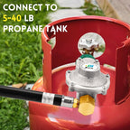 GasSaf 3FT 2 Stage Propane Regulator with Hose 90 Degrees RV Propane Regulator Hose Suitable for Dual Fuel Generator, RV Appliance, Gas Grills and More, 3/8 Female Flare Nut