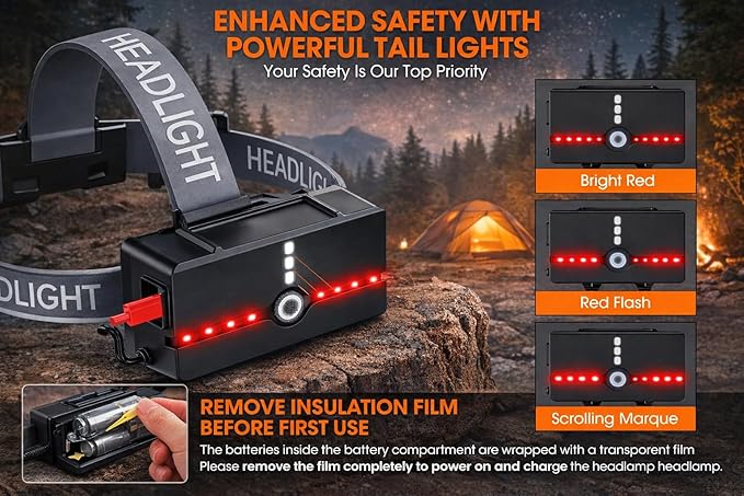 Long Range Rechargeable Headlamp, 5-Color-in-1, Zoomable Hunting Headlamp for Coyotes Hog Predators, Blood Tracking Light, Head Lamp Light for Search Rescue Outdoor Use Emergencies Gift