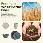 Homienly Premium 40 PCS Wheat Straw Dinnerware Set - Dinner Plates, Cereal Bowls, Unbreakable Cups Set, Microwave and Dishwasher Safe Dishes Set, Reusable Lightweight Dish Sets for Kitchen(Black Grey)