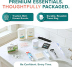 TrekTote Complete 15 Piece Unisex Travel Hygiene Kit with Toiletries & Personal Care Essentials, TSA-Compliant, Individually Packaged in Clear Bag, Single or Bulk Packs