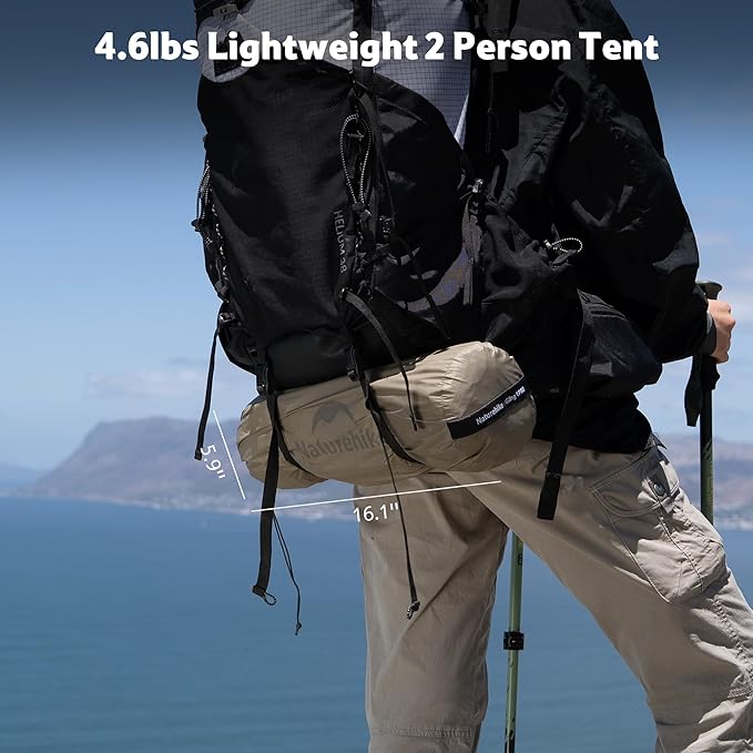 Naturehike Jiling 1/2 Person Backpacking Tent 4 Season Lightweight Tent for Hiking & Bikepacking Easy Setup 3000mm Waterproof Ultralight CampingTents for Outdoor Cycling