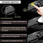Headlamp, 5Mode 230° Wide Beam Led Head Band Lamp,Rechargeable Motion Sensor for Adults, for Forehead, Hard Hat Headlight, Camping Essentials (3)