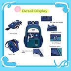Backpack Set for Boys Astronaut Schoolbag with Lunch Box Pencil Case Set Bookbags for Kids Children Waterproof Lightweight Backpacks