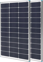 Renogy 2PCS Solar Panels 100 Watt 12 Volt, High-Efficiency Monocrystalline PV Module Power Charger for RV Marine Rooftop Farm Battery and Other Off-Grid Applications, 2-Pack 100W