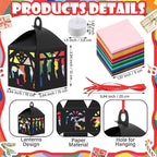 12 Sets Christmas Nativity Lanterns Crafts with LED Candles Lights Christmas Tissue Paper Crafts Kits DIY Birth of Jesus Religious Lanterns for Xmas Party Decor Classroom Activities