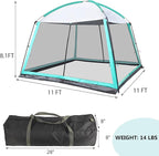 Screen House Room 11x11 Ft Mesh Net Tent Canopy Shelter Gazebo, Easy Setup & Waterproof & Sunshade, Suitable for Camping Trip, Backyard, Beach, Picnic