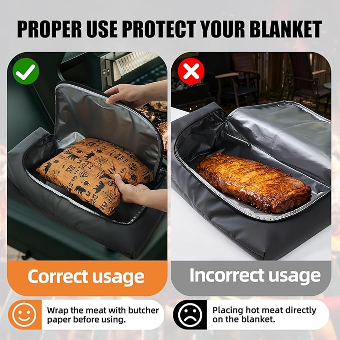 270° Opening BBQ Blanket for Resting Meat, Insulated Leak-Proof Meat Resting Bag for Brisket Turkey Pork, Smoker Accessories for Camping Kitchen Party , Anniversary Birthday Gift for Men Dad Husband