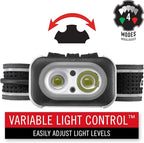Coast RL20R 1000 Lumen Tri-Color LED Rerchargeable Headlamp with Flood and Spot Beams, Variable Light Control, Fixed Focus, Ultra-Strap, Red/Green Modes