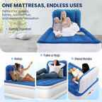 Twin Air Mattress with Headboard, Built-in Pump, 19" Raised Comfort, 48-Hour Leak-Tested Durable PVC, Quiet Design, 2.5 Min Quick Inflation & Headboard, Blow Up Bed for Home and Guests , 600 lbs Max