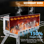 CHANGE MOORE Hot Tent Stove, Secondary Burn Design - Improve Combustion Efficiency, Portable Wood Burning Tent Stove w/Chimney Pipe & Anti-scalding Cloth, for Outdoor Camping, Hunting, Ice Fishing