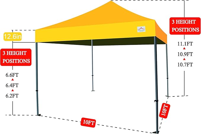 10'x10' Pop Up Canopy Tent Commercial Instant Shelter with Heavy Duty Roller Bag, 4 Canopy Sand Bags, 10x10 FT Red