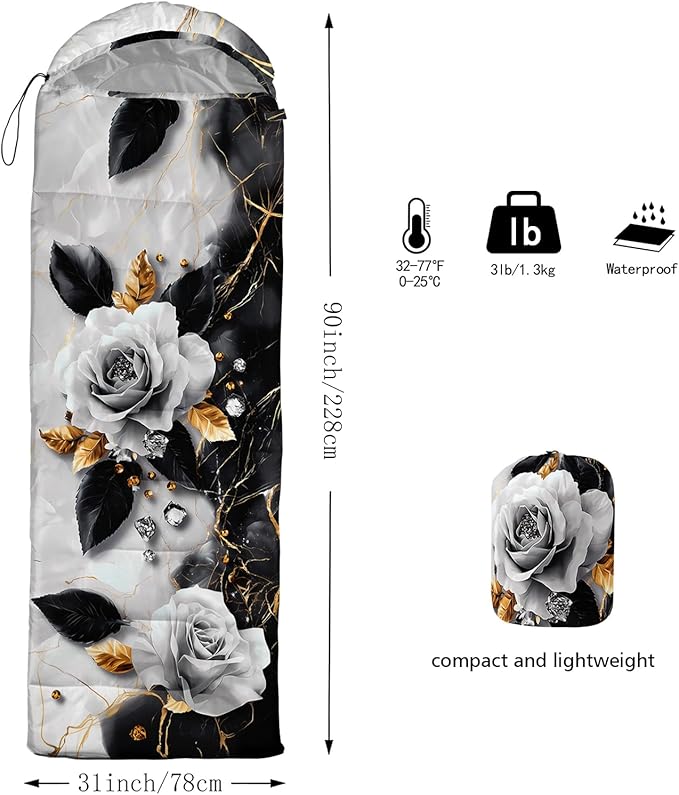 QOOMO Camping Sleeping Bags,3 Season Warm & Cool Weather,Lightweight,Waterproof Sleeping Bags for Adults & Kids,Traveling,and Outdoors,Camping Gear Equipment