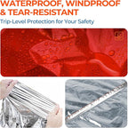 2 Pack Emergency Mylar Poncho, Waterproof Rain Ponchos, Reusable Packable Ponchos, Survival Blanket Poncho for Outdoor Camping & Hiking, Rescue, Car Emergency Kit, Shelter/Tent Cover
