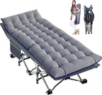 LILYPELLE Folding Camping Cot W/Mattress,XXL Cot Bed, Heavy Duty Wide Camping Cots for Adults, Portable Sleeping Cots Bed for Travel Camping/Office, Home Nap