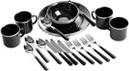 Stansport Deluxe 24-Piece Enamel Tableware Set - Enamel Plates and Bowls Lightweight and Durable Camp Dish Set for Camping and Backpacking Plates and Bowls for 4 People
