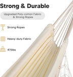 SUNCREAT Portable Camping Hammock for Outside, Heavy Duty 2 Person Hammock Bed for Tree, Beige with Tassels