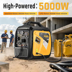5000 Watts Portable Dual Fuel Inverter Generator– Small Gasoline LPG Powered for Home Backup, Camping, RV, Tailgating with CO Protection, Eco Mode, Recoil/Electric/Remote Start, Parallel Capable