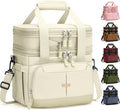 Lunch Box For Men Women Double Deck Insulated Lunch Bag For Men Woman Leakproof Expandable Cooler Bag with Adjustable Shoulder Strap for Work Shool Picnic(Beige,Medium)