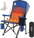 Overmont Heated Camping Chair with High Back - 3 Heat Levels 2-Zone Separately Heating - 450 LBS Support Heavy Duty Folding Chair Portable for Adults Patent No.: US D1.028.543S - Battery NOT Included