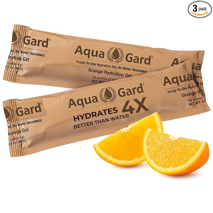 Aqua-Gard Emergency Water Gel - Survival Water Pouches for Disaster Relief | 200% More Effective Hydration | Emergency Water Pouches for Water Emergency Kit Supply for Extreme Conditions (3 Pack)