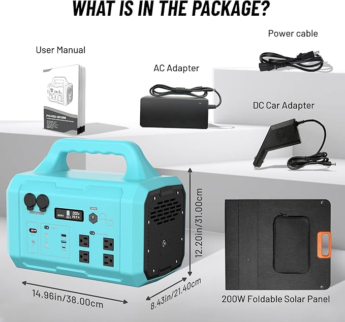 Solar Generator 1000W with Panel Included, 1024Wh Portable Power Station LiFePO4 (LFP) Battery with 120V AC Outlet for Outdoor Camping RV Travel Hiking Emergency Use Backup Power Supply