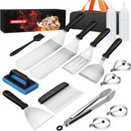 Blackstone Griddle Accessories Kit,16pcs Flat Top Grill Accessories Set for Blackstone and Camp Chef with Spatula,Scraper,Griddle Cleaning Kit &Carry Bag,Great for Outdoor BBQ & Teppanyaki and Camping