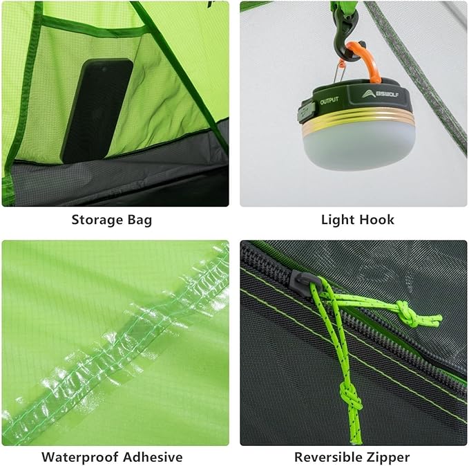 2 Person Ultralight Camping Tent 20D 380T Nylon Double Layer Waterproof Backpacking for Hiking Travel with Free Mat