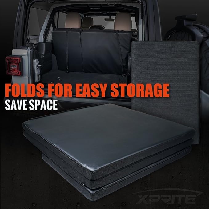 Xprite Black Mattress Sleeping Camping Bed Pad Platform, NitePad Sand Premium 1.6-inch Thick Portable Trunk Cushion Compatible with 2018-2026 Jeep Wrangler JL