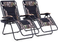 MAISON ARTS Oversized XXL Padded Zero Gravity Lawn Chairs Set of 2 Foldable Recliners Anti Gravity Lounge Chairs 30" Wide Seat Outdoor Camp Chairs for Poolside Yard,Support 400lbs, Camouflage