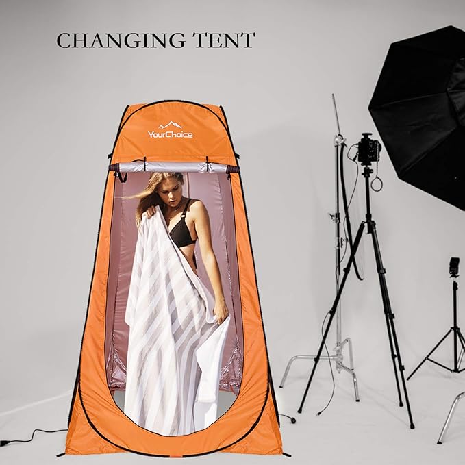 Your Choice Pop Up Privacy Shower Tent, 3.9 x 3.9 x 6.2FT Portable Camping Changing Room, Instant Setup Outdoor Shelter with Silver Coating, Vent Window & Carry Bag for Beach, Hiking & RV | Portable, for Camping, Beach, Hiking, with Carry Bag, Quick Setup