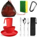 Scout Camping Mess Kit for Person Boy Scout Dishes Set Girl Scout Mess Kit with Mesh Bag Reusable Light Weight Eating Utensils Plastic Camping Cutlery Set for Travel Camp