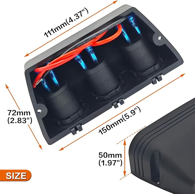 12-24 V Multifunctional 3 Hole Tent Type Car Modification Socket Dual Female Power Outlet Adapter Dual USB Charger Ports Combination Outlet Suitable for Portable Auto Electronic Devices ﻿