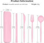 4 Sets Travel Utensils with Case, Cutlery Set Chopsticks Fork Spoon Knife with Case, Reusable Plastic Utensils Sets for Lunch Box Accessories,Portable Lunch Box Utensils Set for Daily Use