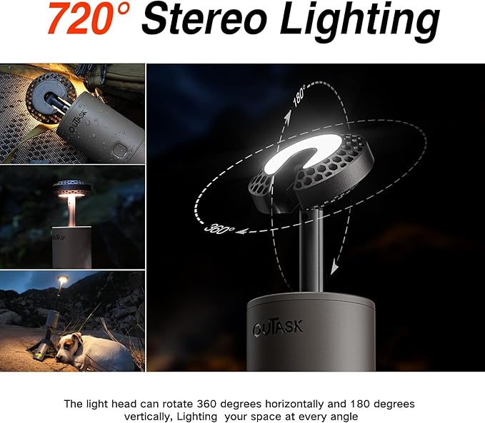 Camping Lantern Rechargeable, Portable Magnetic Camping Lights with 12000mAh Battery, Telescoping IPX6/IPX7 Waterproof Flashlights, Camping Lamp for Emergency, Camping, Hiking (Tactical Brown)