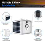 ACOPOWER 15 Watt Small Solar Panel, 15W 12V Single Solar Panel High Efficiency Polycrystalline Module for Battery Charging, Security Camera, Automatic Gate, Chicken Coop, Boat, Off-Grid Applications