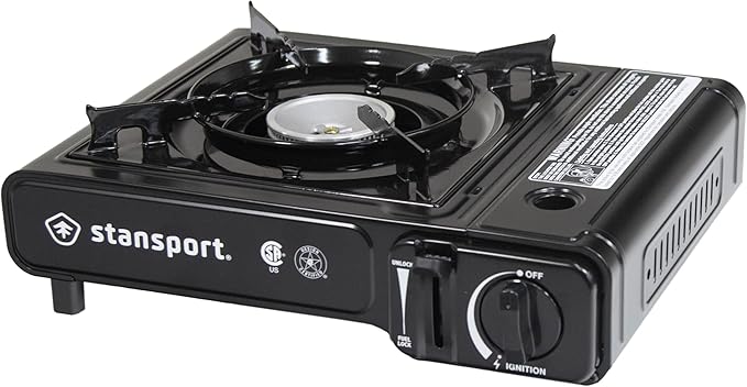 Stansport Portable Outdoor Butane Stove, Black, 13.38" L x 10.82" W x 4.33" H